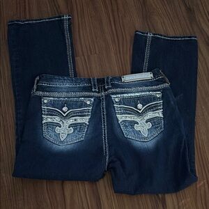 Rock Revival Indigo Boot Cut Jeans with Embellished Pockets